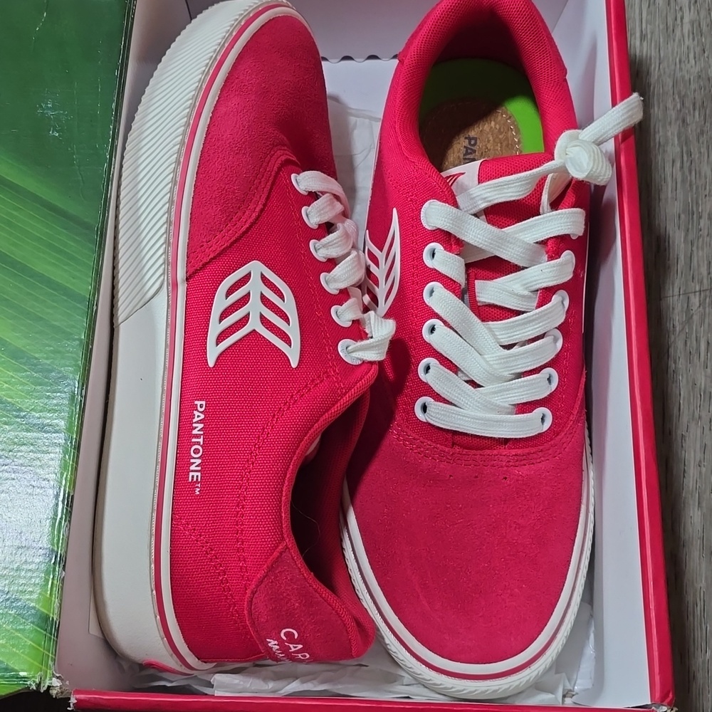 Cariuma Pantone Red Canvas Sneakers with White Accents